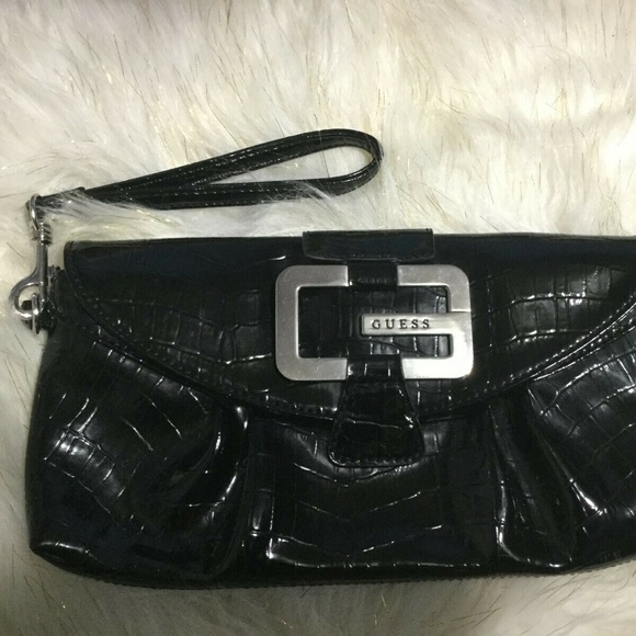 Guess Bags Guess Wristlet Clutch Purse Black Patent Leather Poshmark